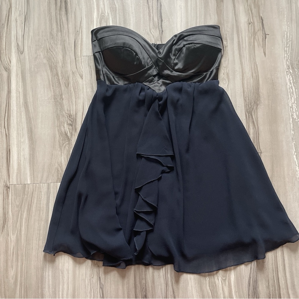 ASOS Petite Black and Blue Strapless Dress